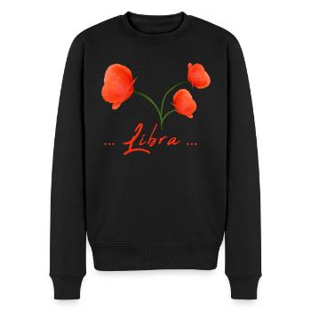 Waage Sternzeichen Waage Mohnblume Mohn - Männer Premium Bio Pullover - Schwarz - Vorne - Nico (187cm)