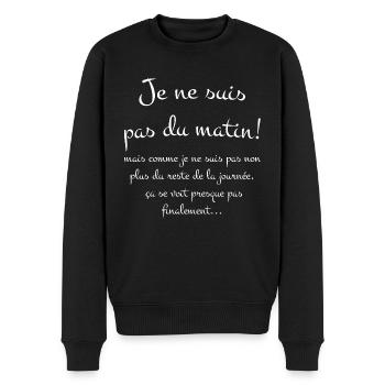 Tee shirt Pas du matin - Pull Premium bio Homme - noir - Devant - Nico (187cm)
