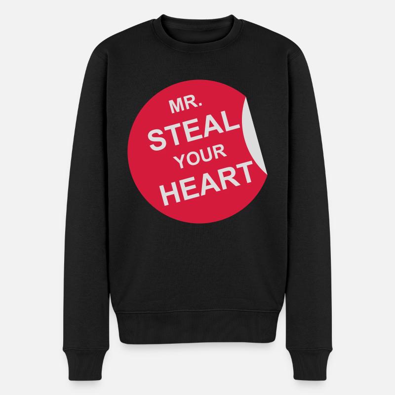 mr steal your heart - Männer Premium Bio Pullover - Schwarz