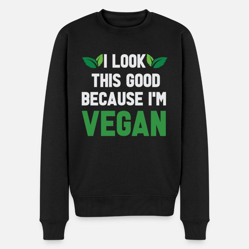 Vegan Fleischlos Tierlieb & Veganer - Männer Premium Bio Pullover - Schwarz