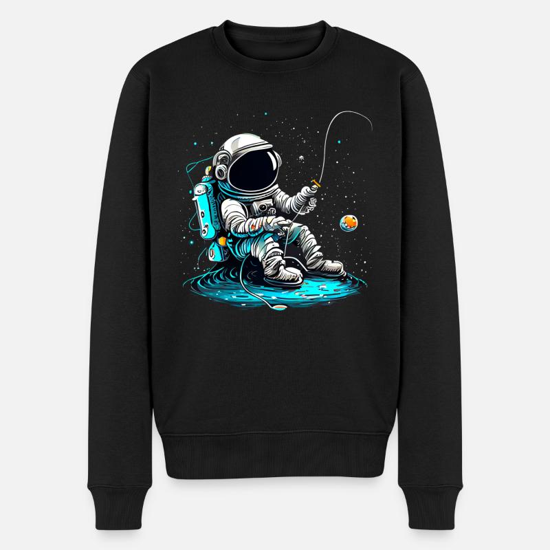 Astronaute à la pêche - Pull Premium bio Homme - noir