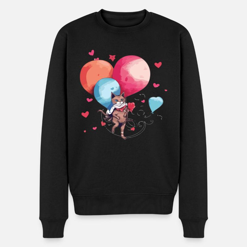 Mina die Ballonkatze - Männer Premium Bio Pullover - Schwarz