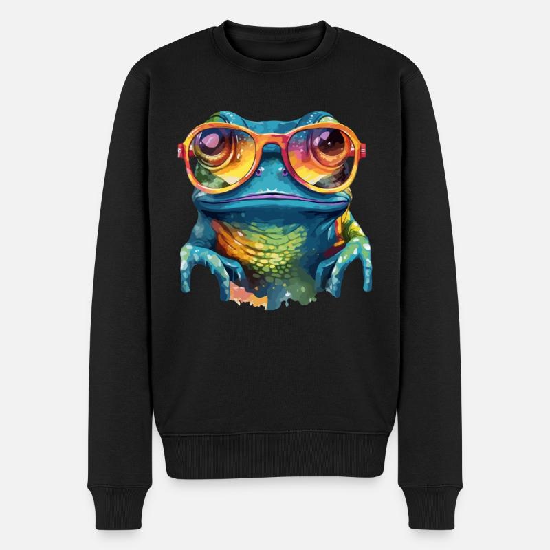 Kik la grenouille à lunettes - Pull Premium bio Homme - noir
