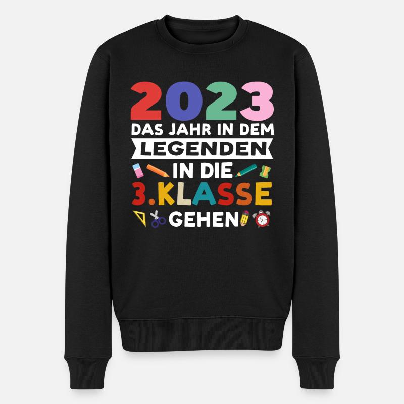 3.Klasse 2023 Anfang Drittklässler Geschenk - Männer Premium Bio Pullover - Schwarz