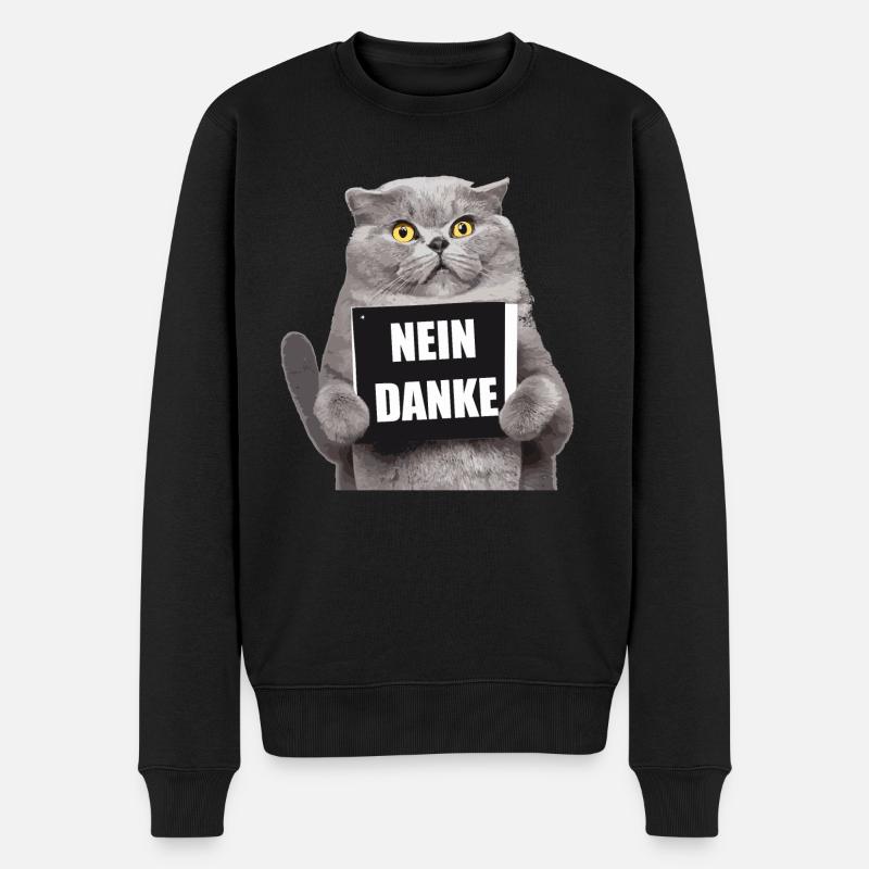 Nein Danke Katze - Männer Premium Bio Pullover - Schwarz