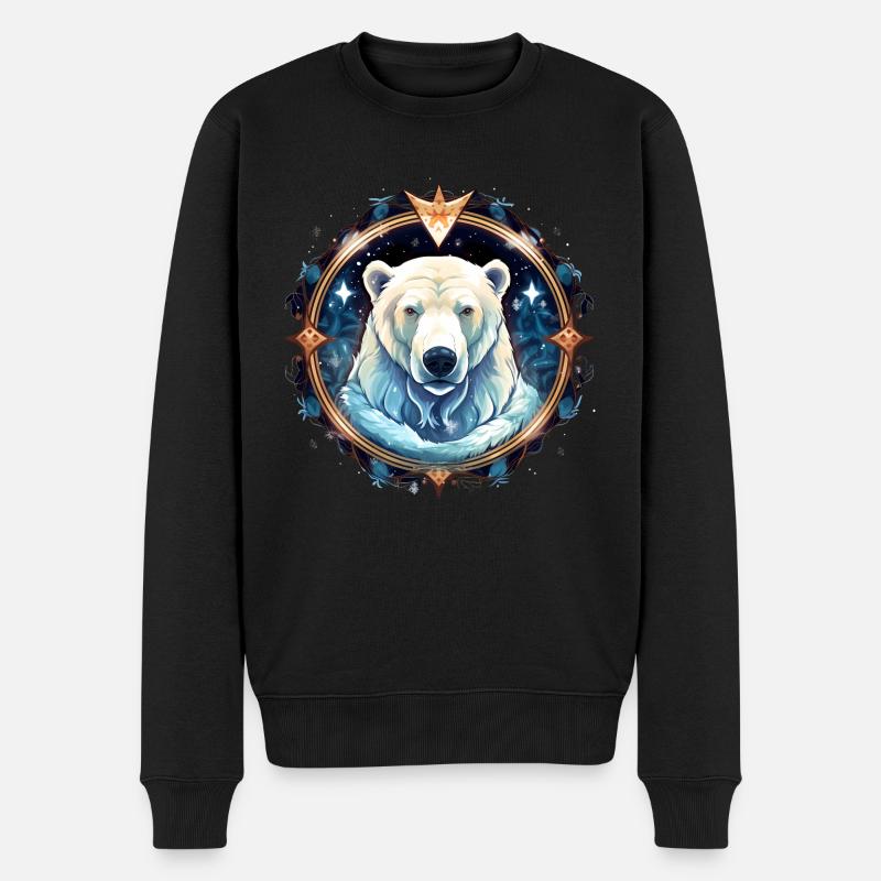 Eisbär mit verschneiten Elementen, Liebesbären - Männer Premium Bio Pullover - Schwarz
