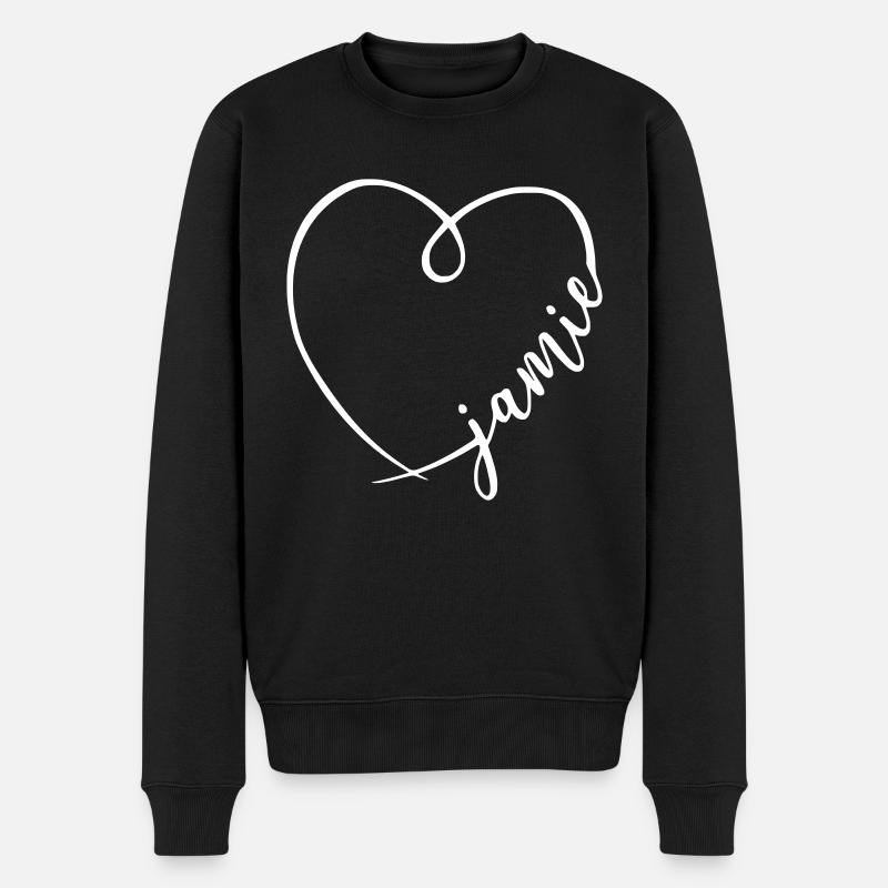 Jamie Nom Calligraphie Coeur - Pull Premium bio Homme - noir