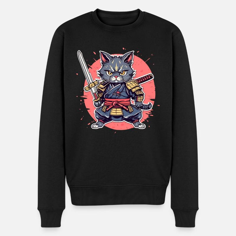 Chat samouraï #32 - Pull Premium bio Homme - noir