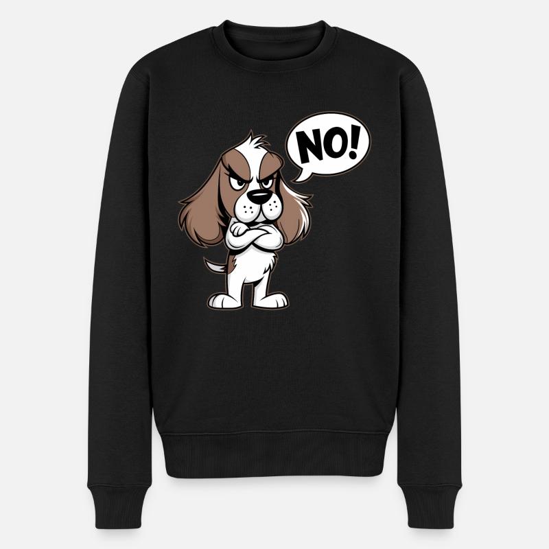 Cocker Spaniel disant "Non ! - Pull Premium bio Homme - noir