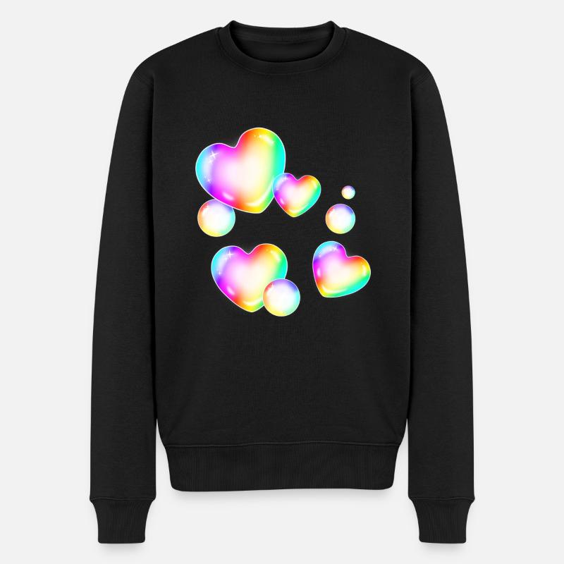 bunte Seifenblasen Herzform - Männer Premium Bio Pullover - Schwarz