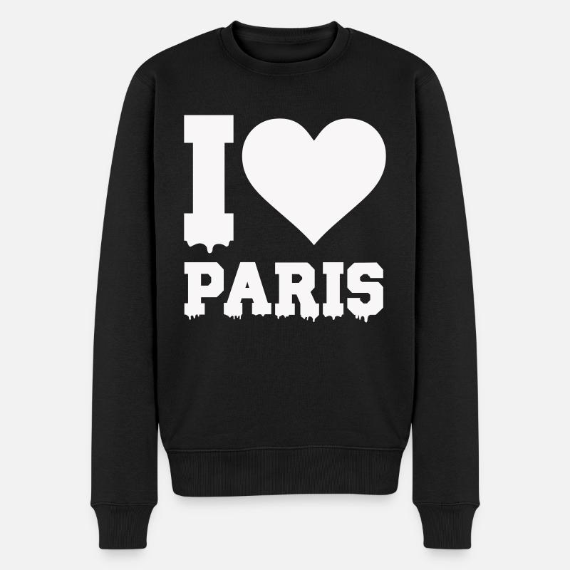 i love paris - Männer Premium Bio Pullover - Schwarz
