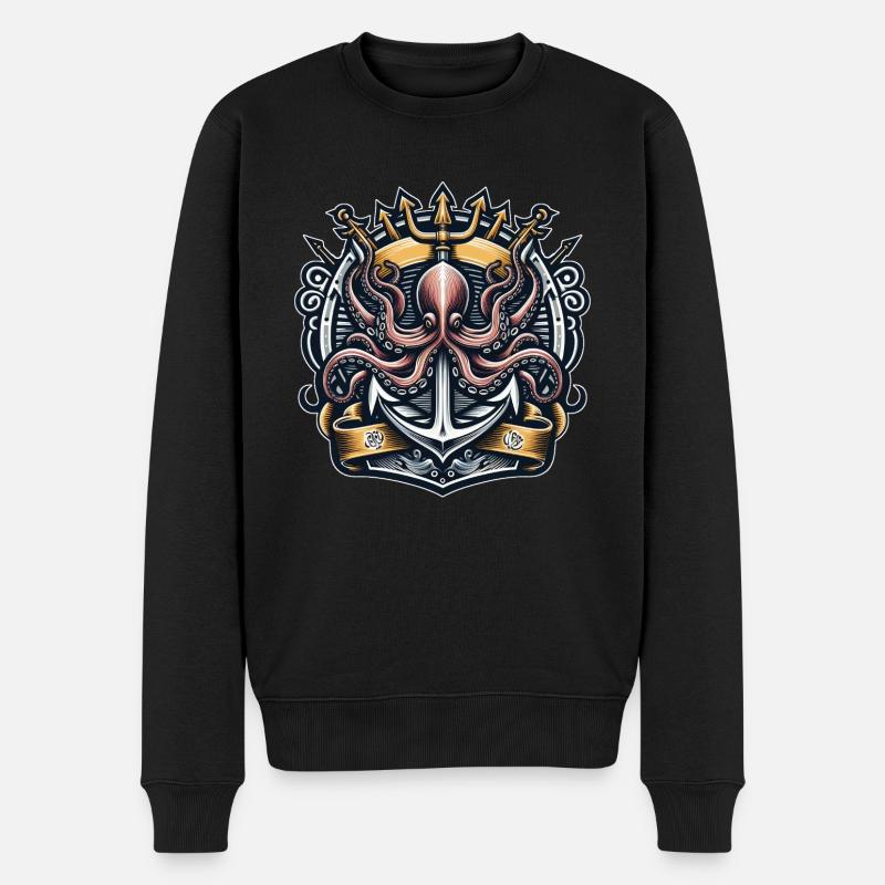 Octopus - Männer Premium Bio Pullover - Schwarz