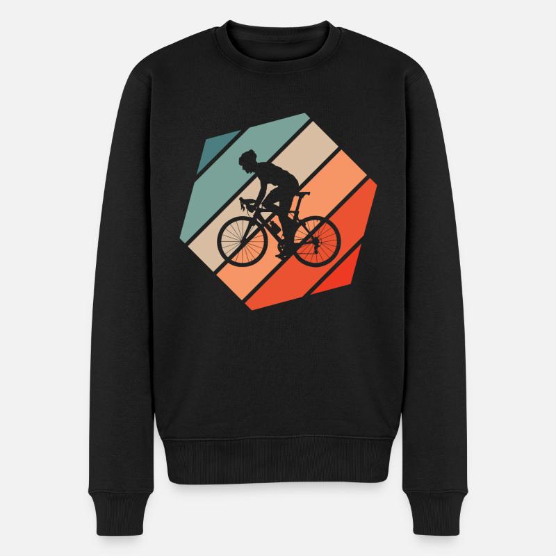 Rennradfahrer Retro Style Vintage - Männer Premium Bio Pullover - Schwarz
