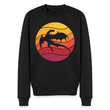 Drache Retro Style Vintage - Männer Premium Bio Pullover - Schwarz - Vorne - Nico (187cm)