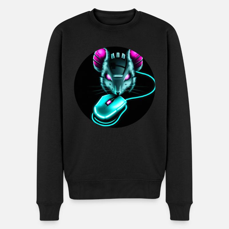 Cyber-Maus - Männer Premium Bio Pullover - Schwarz