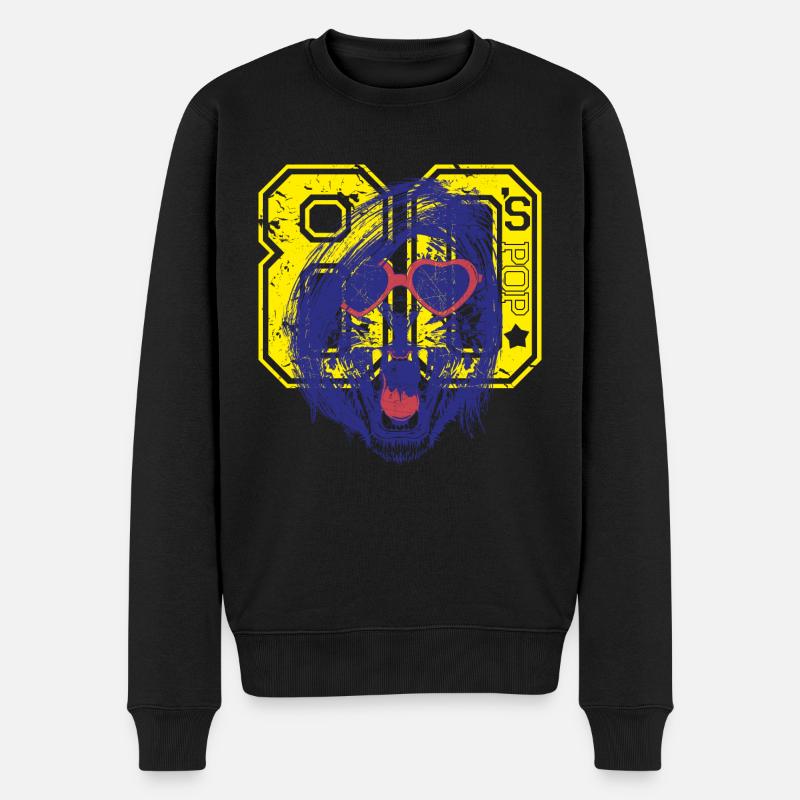Leopard 80's - Männer Premium Bio Pullover - Schwarz