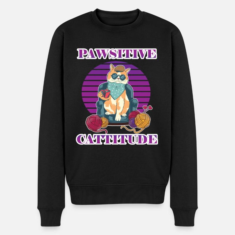 Pawsitive Cattitude - Pull Premium bio Homme - noir