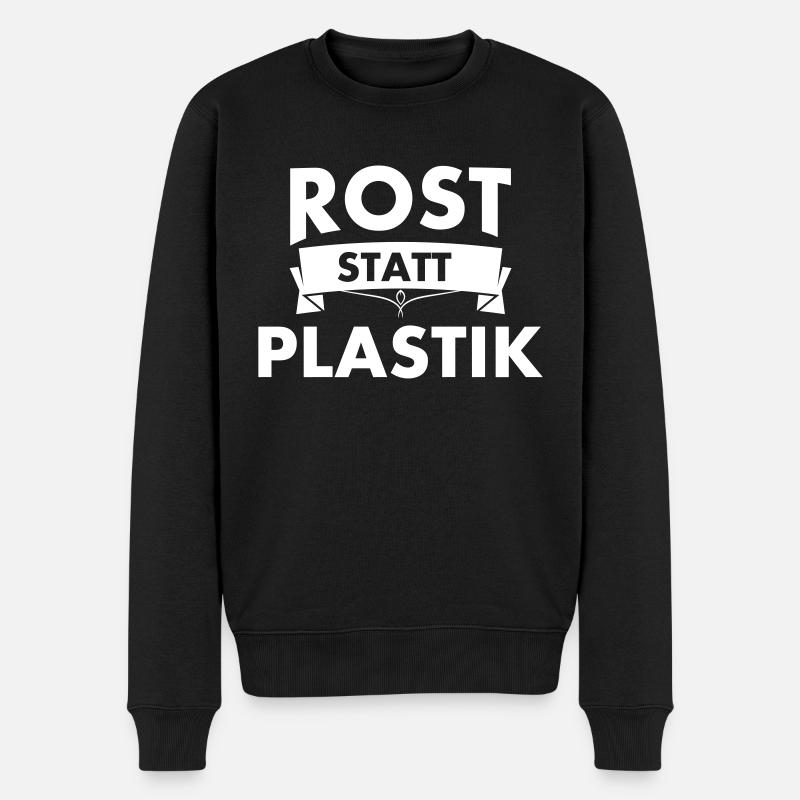 ROST STATT PLASTIK - Männer Premium Bio Pullover - Schwarz