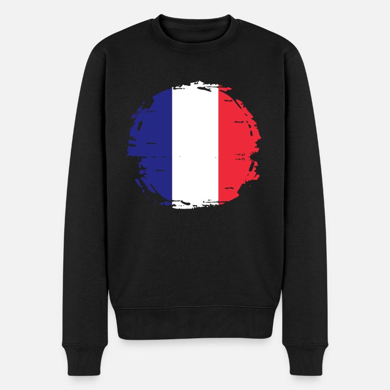 Drapeau de la France Look en détresse Drapeau français - Pull Premium bio Homme - noir