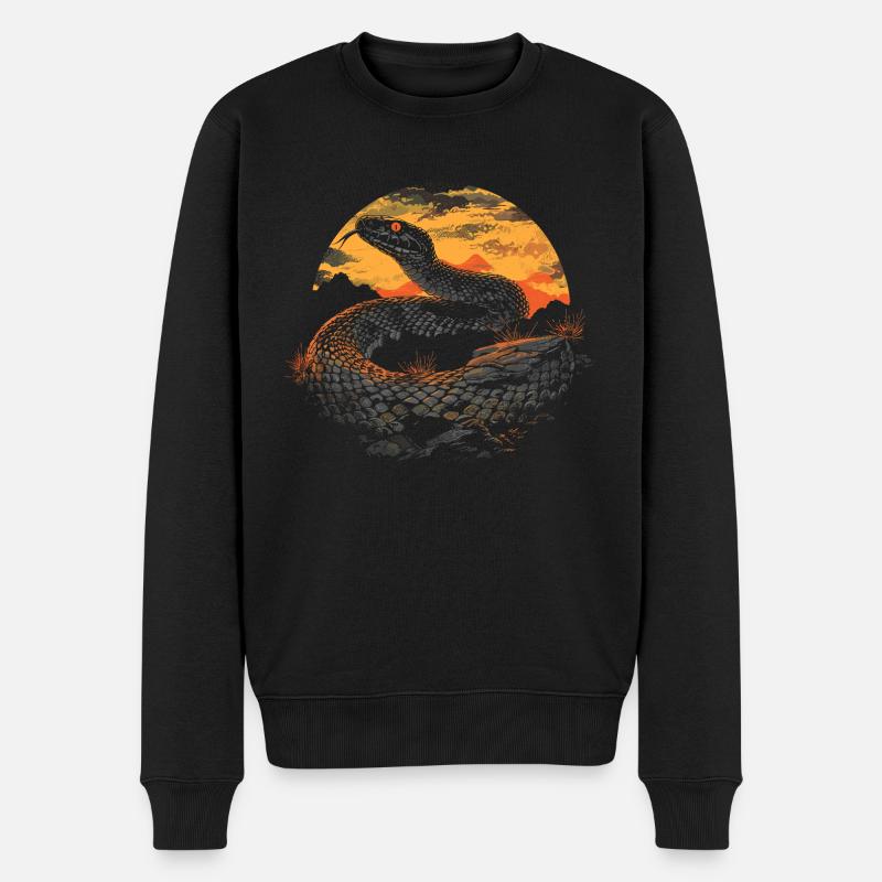 Schlange - Männer Premium Bio Pullover - Schwarz