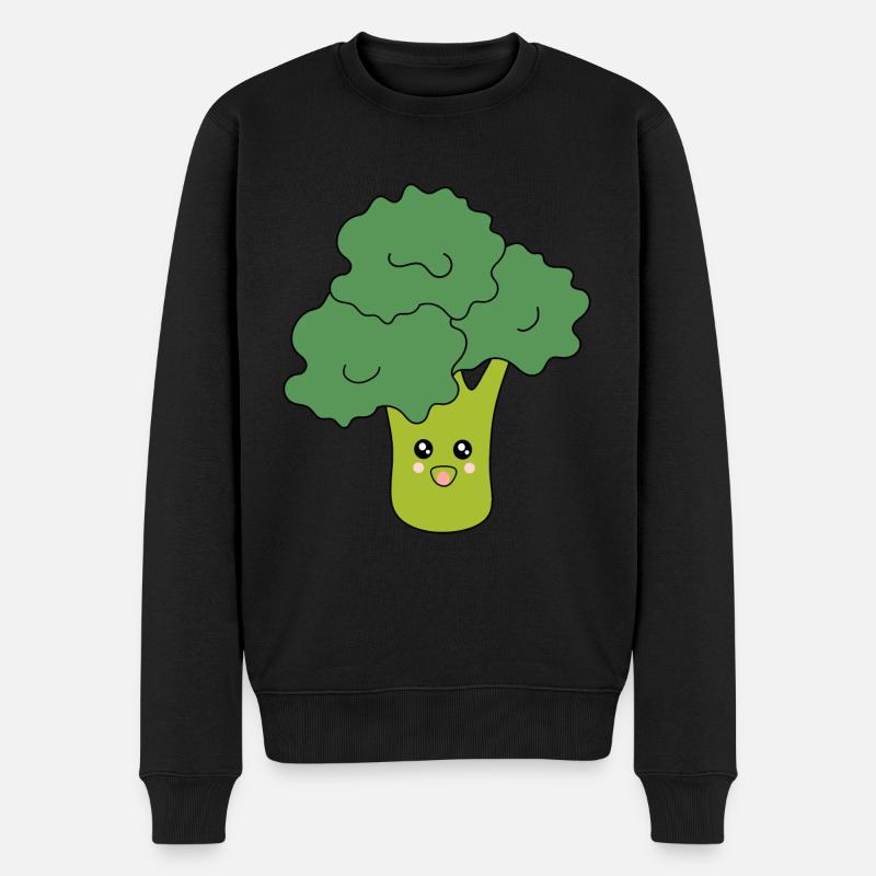 Kawaii Brokkoli Gemüse vegan - Männer Premium Bio Pullover - Schwarz