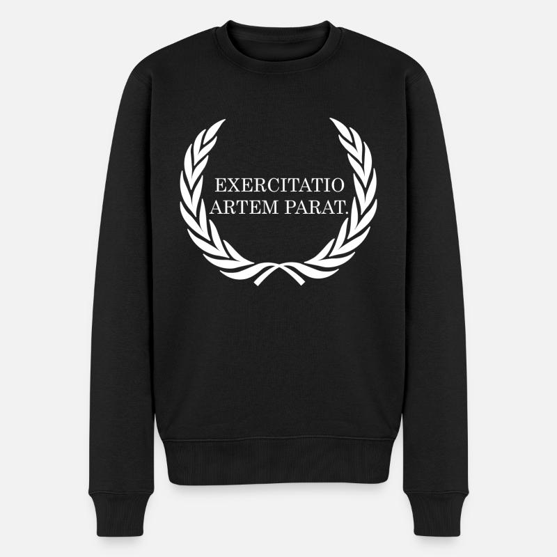 übung macht den meister latein weiss - Männer Premium Bio Pullover - Schwarz