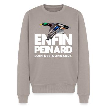 Enfin peinard chasseur cadeau drôle chasse canard - Pull Premium bio Homme - taupe - Devant - Nico (187cm)