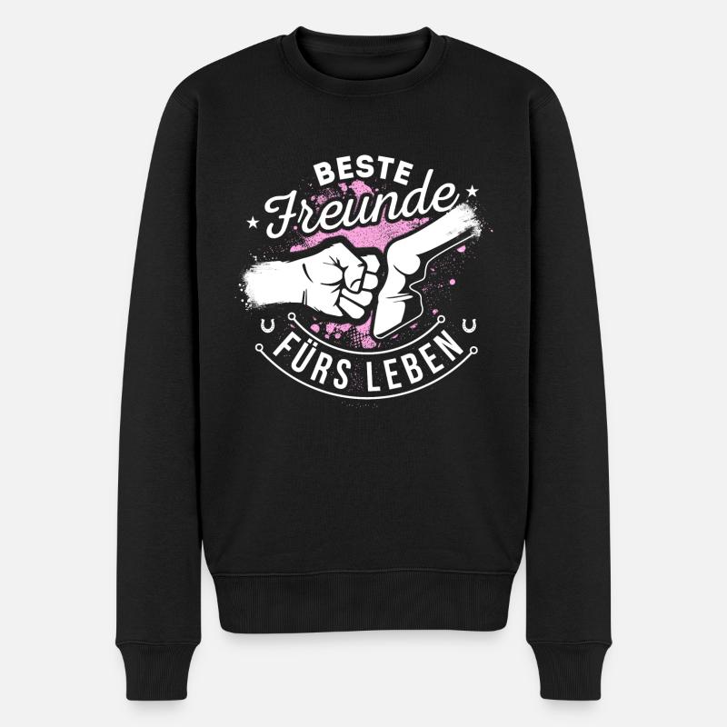 Pferd Pferde Reiten Beste Freunde - Männer Premium Bio Pullover - Schwarz
