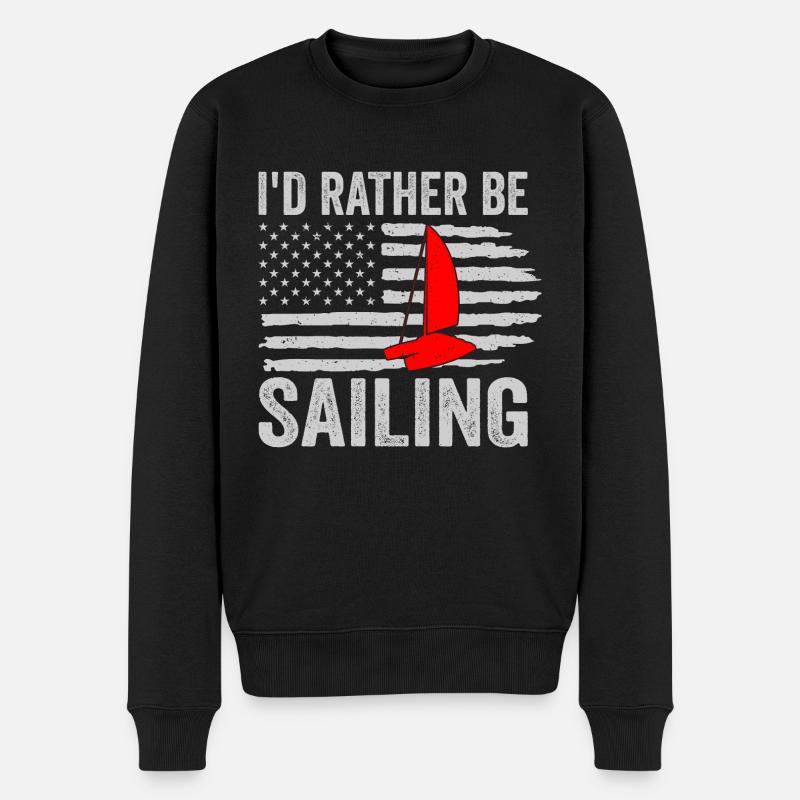 Capitaine de catamaran Je préférerais catamaran à voile - Pull Premium bio Homme - noir