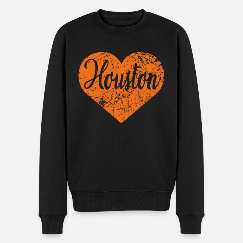Houston Herz - Männer Premium Bio Pullover - Schwarz