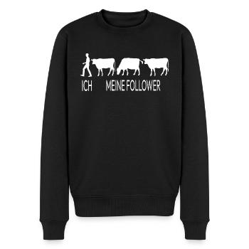 Ich Meine Follower Landwirt Bauer Geschenkidee Kuh - Männer Premium Bio Pullover - Schwarz - Vorne - Nico (187cm)