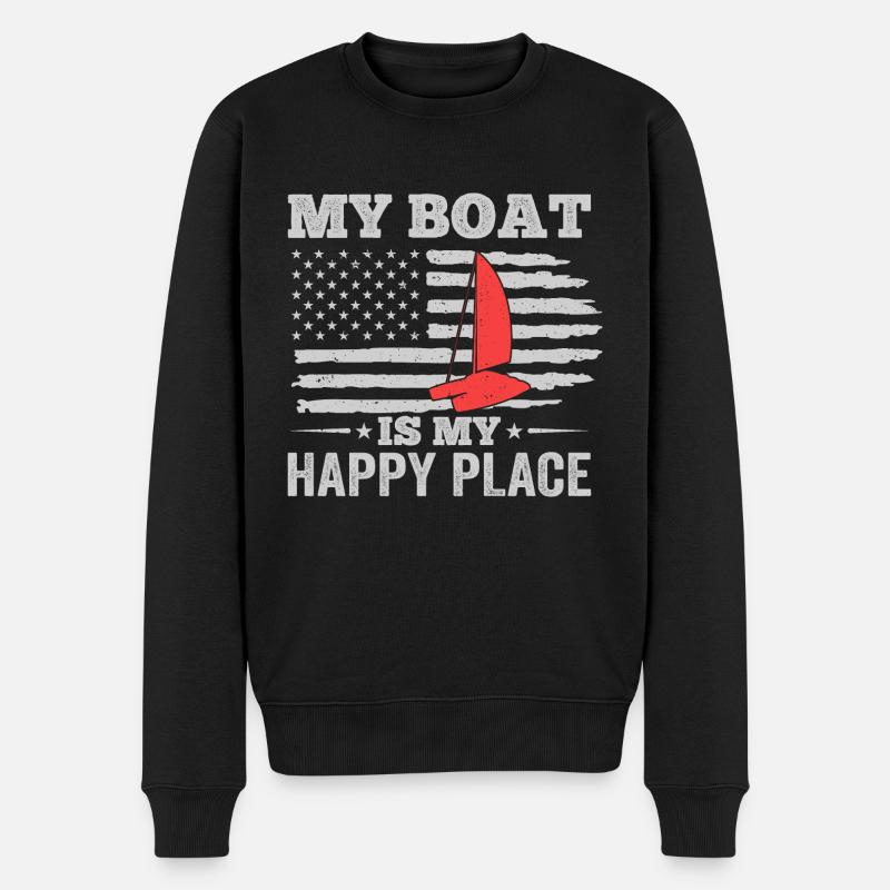 Katamaran Kapitän Segelboot - Männer Premium Bio Pullover - Schwarz
