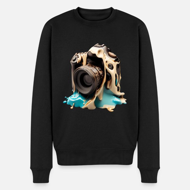 Schmelzende Kamera - Männer Premium Bio Pullover - Schwarz