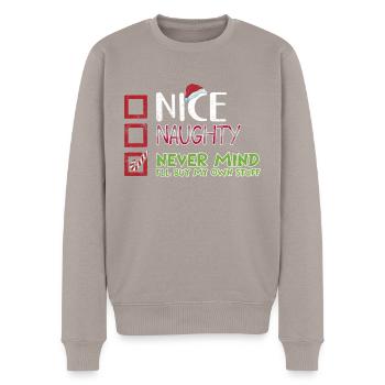 Christmas Xmas Saying Funny Witty Humor - Men's Premium Organic Jumper - taupe - Front - Nico (187cm)