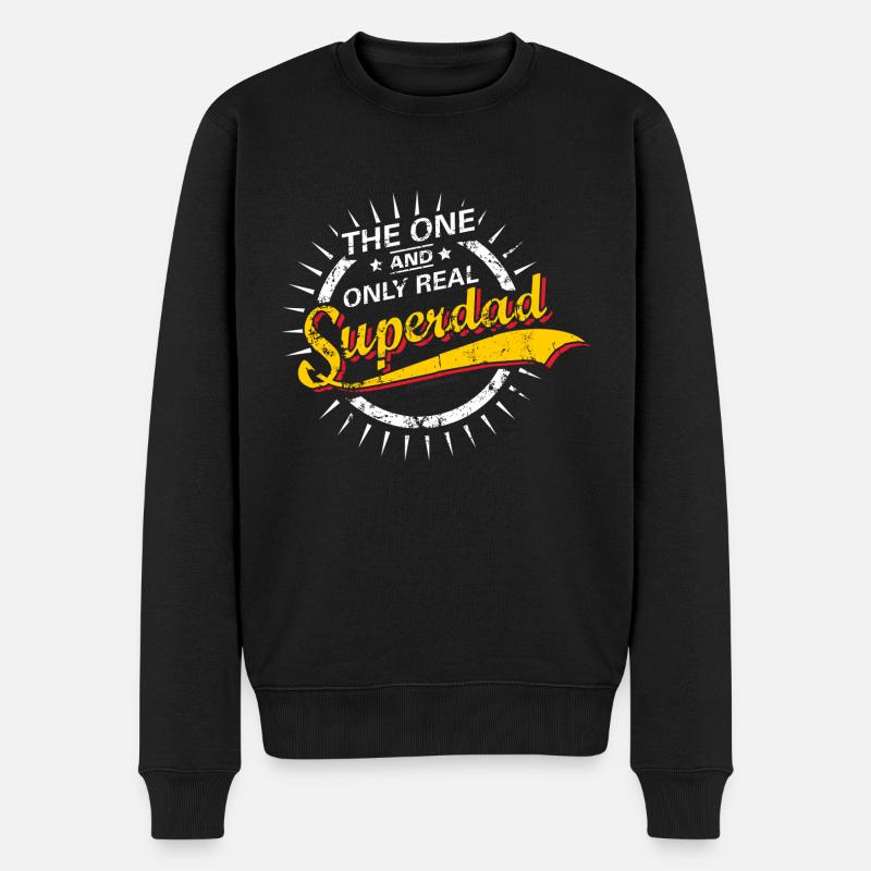 The one and only real Superdad RAHMENLOS® - Männer Premium Bio Pullover - Schwarz