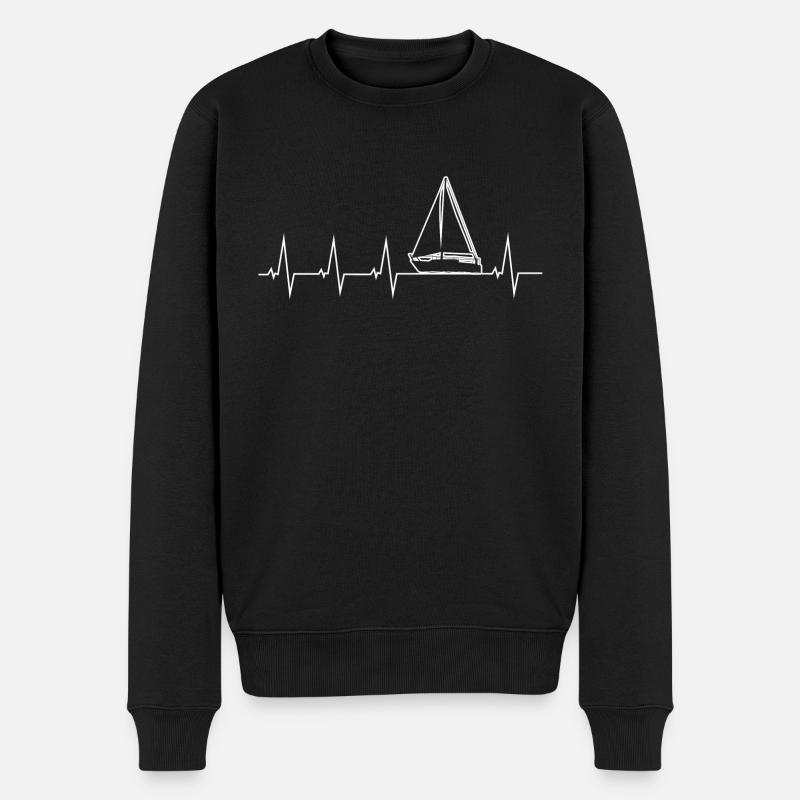Ich liebe Segeln - Herzschlag - Männer Premium Bio Pullover - Schwarz