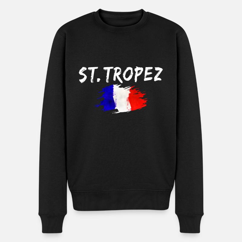 St. Tropez Frankreich Flagge Saint Tropez - Männer Premium Bio Pullover - Schwarz
