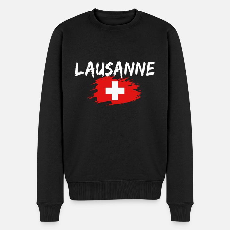 Lausanne Suisse Drapeau - Pull Premium bio Homme - noir