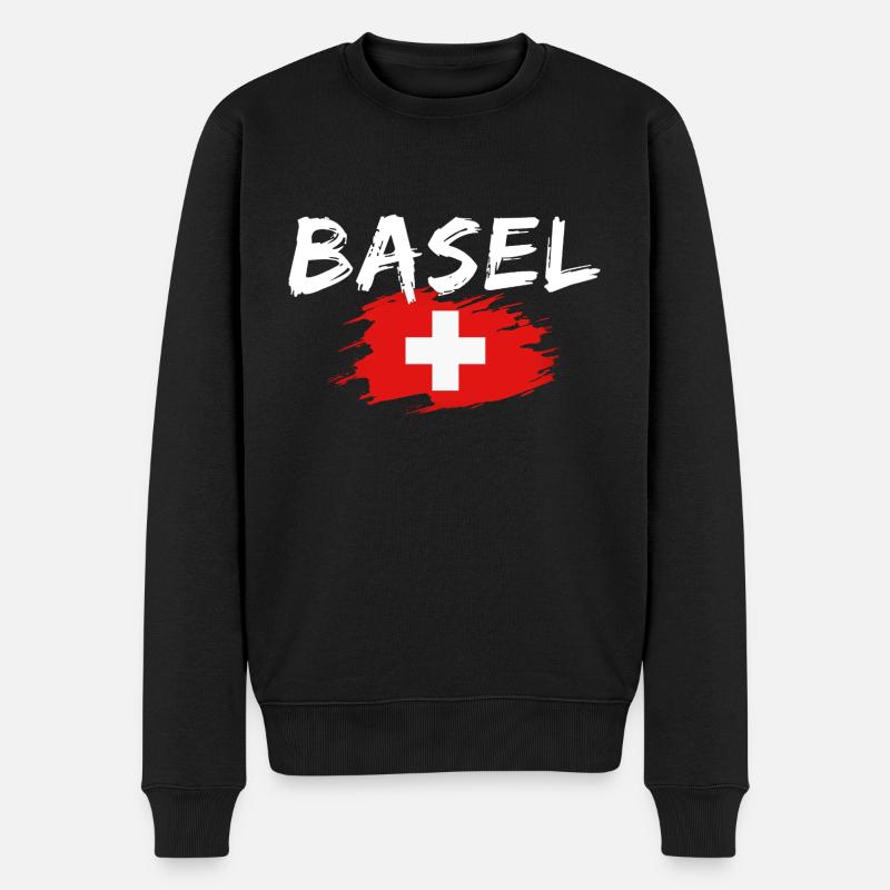 Bâle, Suisse, Drapeau - Pull Premium bio Homme - noir