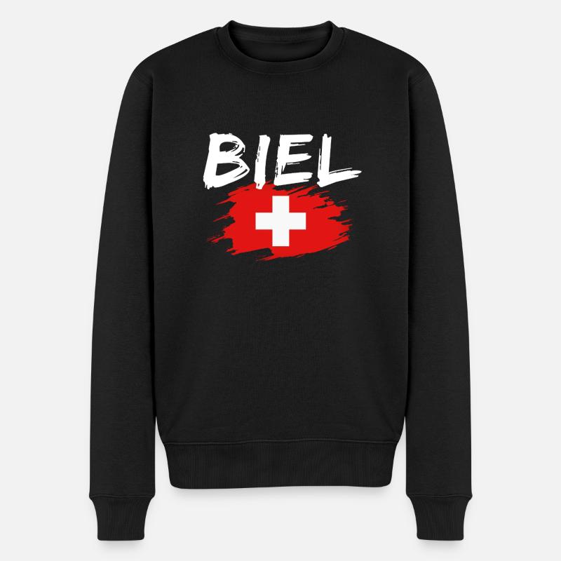 Bienne Suisse Drapeau - Pull Premium bio Homme - noir