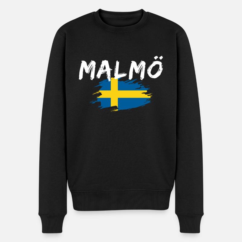 Malmö Flagge Schweden - Männer Premium Bio Pullover - Schwarz