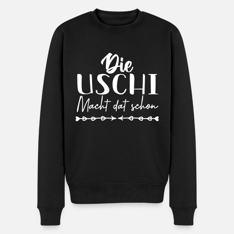 uschi - Männer Premium Bio Pullover - Schwarz