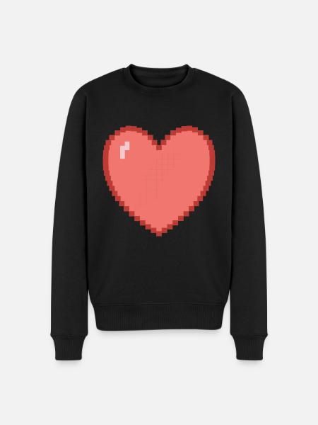 Heart heart Pixel Gamer Gift - Men's Premium Organic Jumper - black