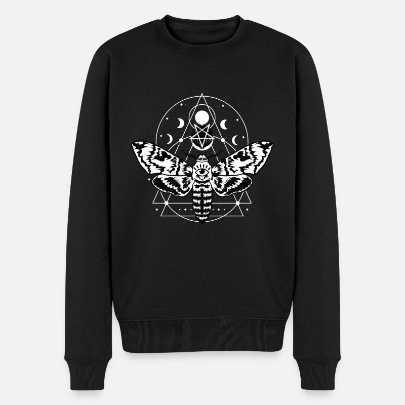 Goth Pentagram Moon Phases Moth - Men's Premium Organic Jumper - black