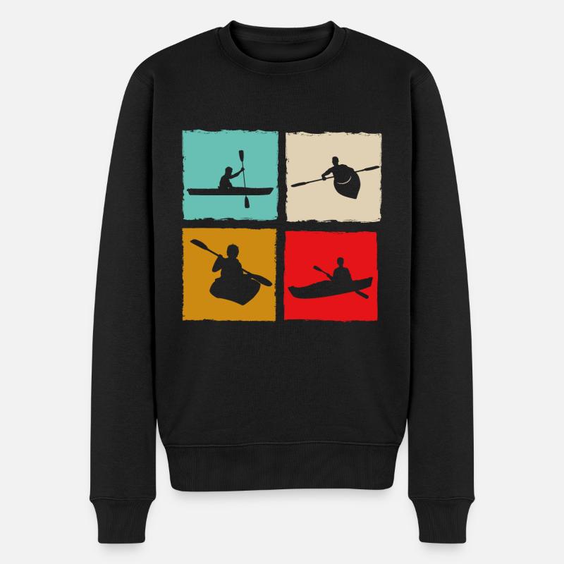 Kayak Canoë Kayak Kayaker Horizon Cadre Rétro - Pull Premium bio Homme - noir