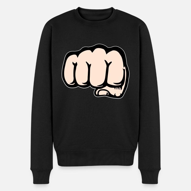 Faust Hand Symbol vorne - Männer Premium Bio Pullover - Schwarz