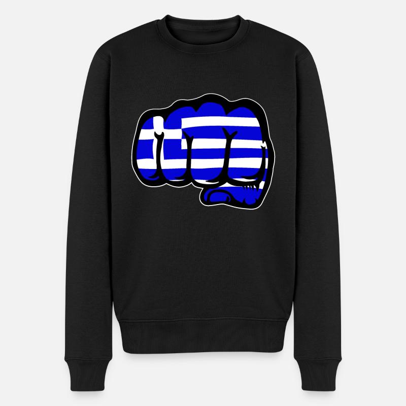 Grèce drapeau main poing - Pull Premium bio Homme - noir