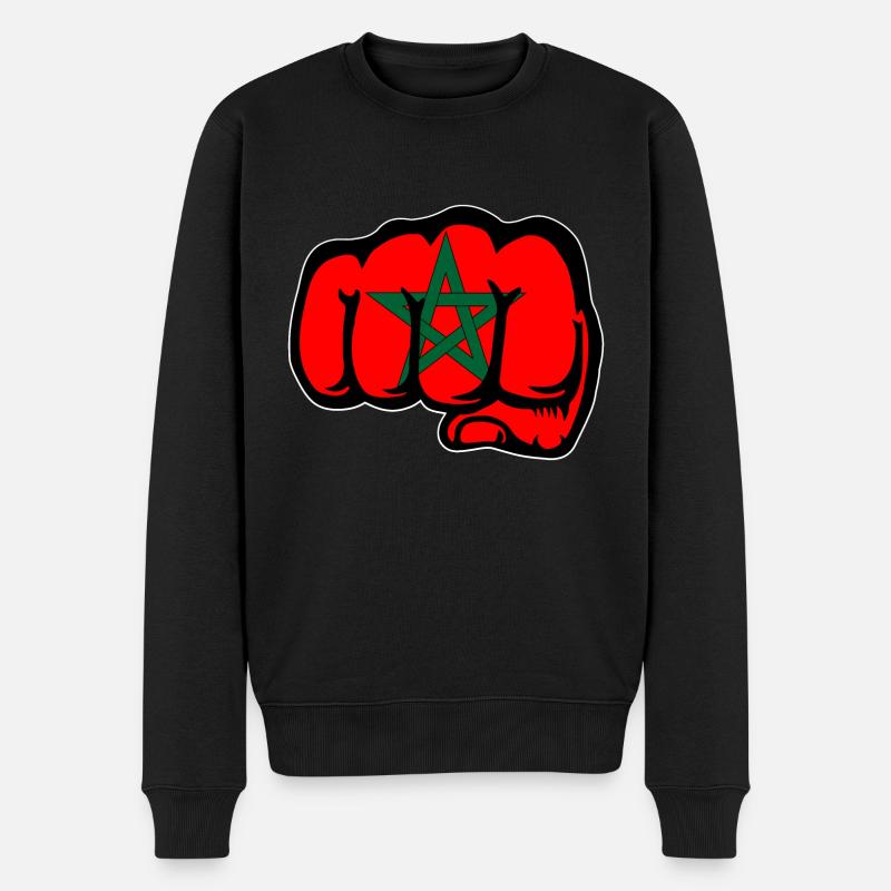 Marokko Flagge Hand Faust - Männer Premium Bio Pullover - Schwarz
