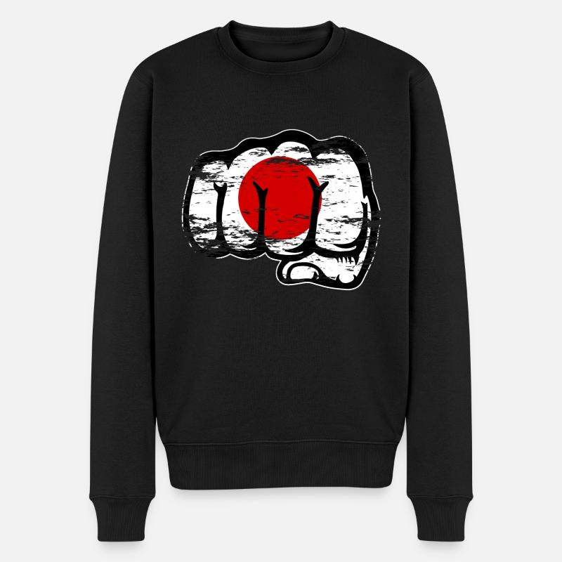 Japan Flagge Hand Faust used - Männer Premium Bio Pullover - Schwarz