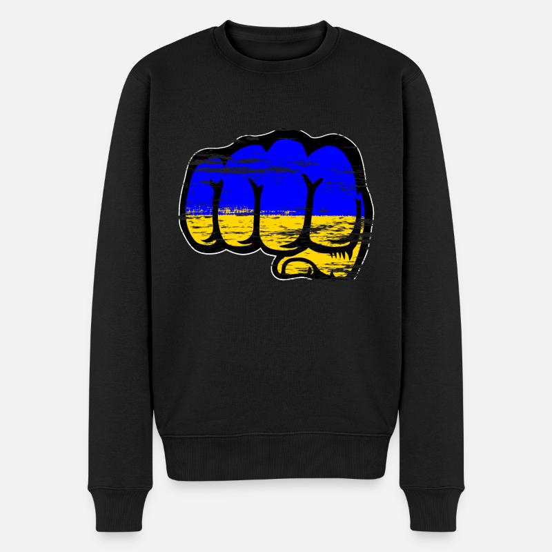 Ukraine Flagge Hand Faust used - Männer Premium Bio Pullover - Schwarz